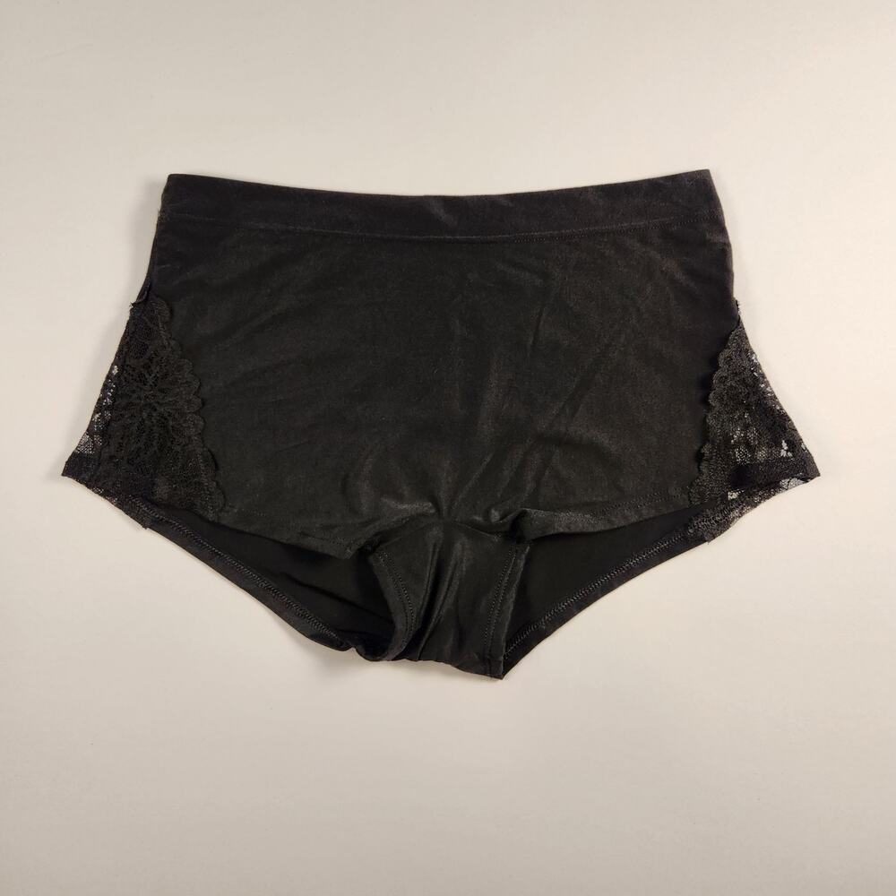 Victoria's Secret PINK Black Soft Lace Cutout Low Rise Boyshort Panty - Small